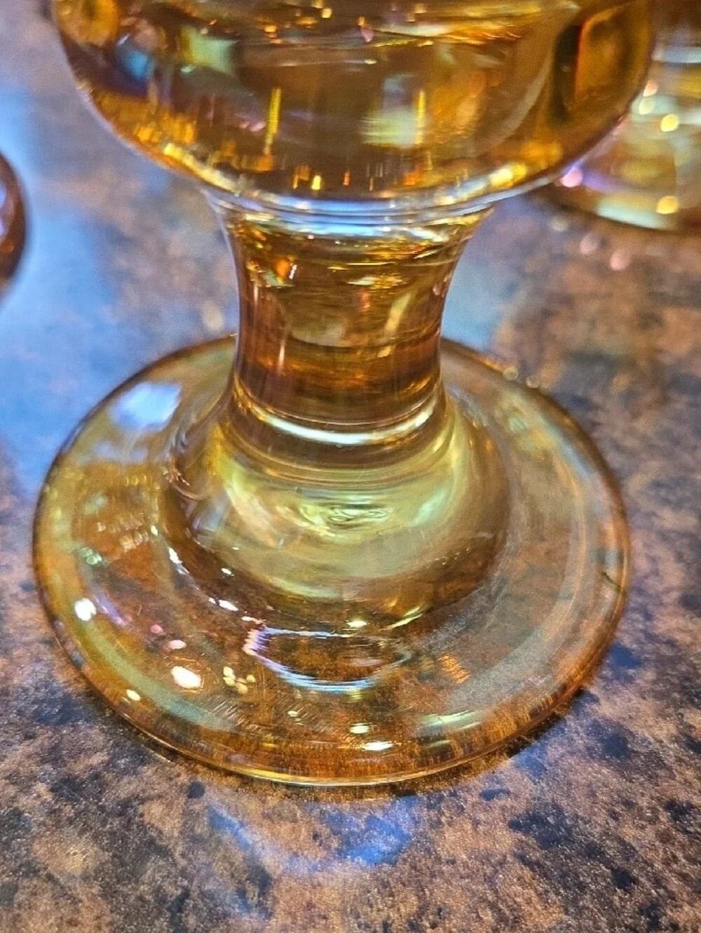 Pier 1 Amber Glass Goblet Set - Elegant Home Dining Wine Glasses